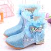 JEUROT Girls Dress Cowgirl Boots Side Zipper Mid Calf Boots Princess Glitter Boots Kids Party Low Heel Mesh Top Cowboy Boots view 2