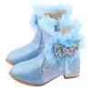 JEUROT Girls Dress Cowgirl Boots Side Zipper Mid Calf Boots Princess Glitter Boots Kids Party Low Heel Mesh Top Cowboy Boots view 4