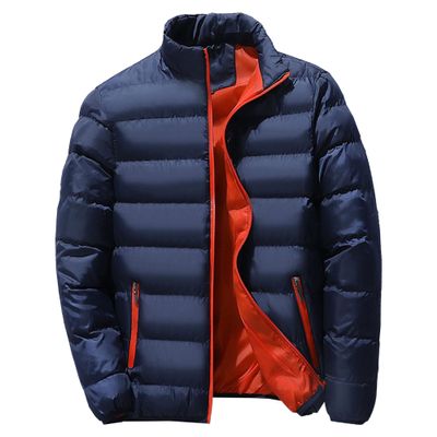 JEsilunmaMY Men's Thicken Stand Collar Puffer Jacket Full Zip Warm Padded Down Coats Insulated Puffy Coat for Outdoor Hiking (Dark Blue,5X-Large)