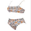 MOSHENGQI Women High Waisted High Cut Bikini Push Up Bandeau Swimsuits (S, Yellow Floral) view 2