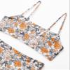 MOSHENGQI Women High Waisted High Cut Bikini Push Up Bandeau Swimsuits (S, Yellow Floral) view 4