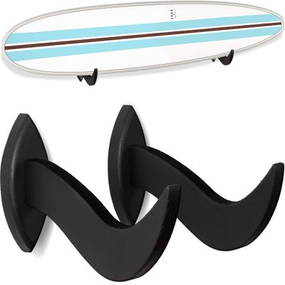Hang 11 Surfboard Wall Mount - Surf Board Wall Hangers, Surfboard Mount, Beautiful Sustainable Wooden Rack, Perfect to Display Your Board, Surf Racks, Horizontal Hanger, Surfing Accessories (Black)