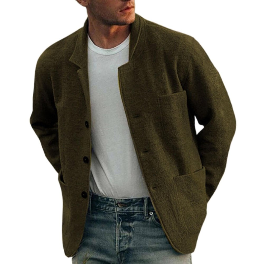 ZYXTIM Men's Shawl Collar Cardigans Wool Blend Button Down Notched V Neck Casual Sweater Blazer with Pockets Plus Size Comfy