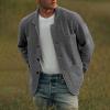 ZYXTIM Men's Shawl Collar Cardigans Wool Blend Button Down Notched V Neck Casual Sweater Blazer with Pockets Plus Size Comfy Dark Gray view 2