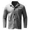 ZYXTIM Men's Shawl Collar Cardigans Wool Blend Button Down Notched V Neck Casual Sweater Blazer with Pockets Plus Size Comfy Dark Gray view 3