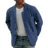 ZYXTIM Men's Shawl Collar Cardigans Wool Blend Button Down Notched V Neck Casual Sweater Blazer with Pockets Plus Size Comfy Navy view 1