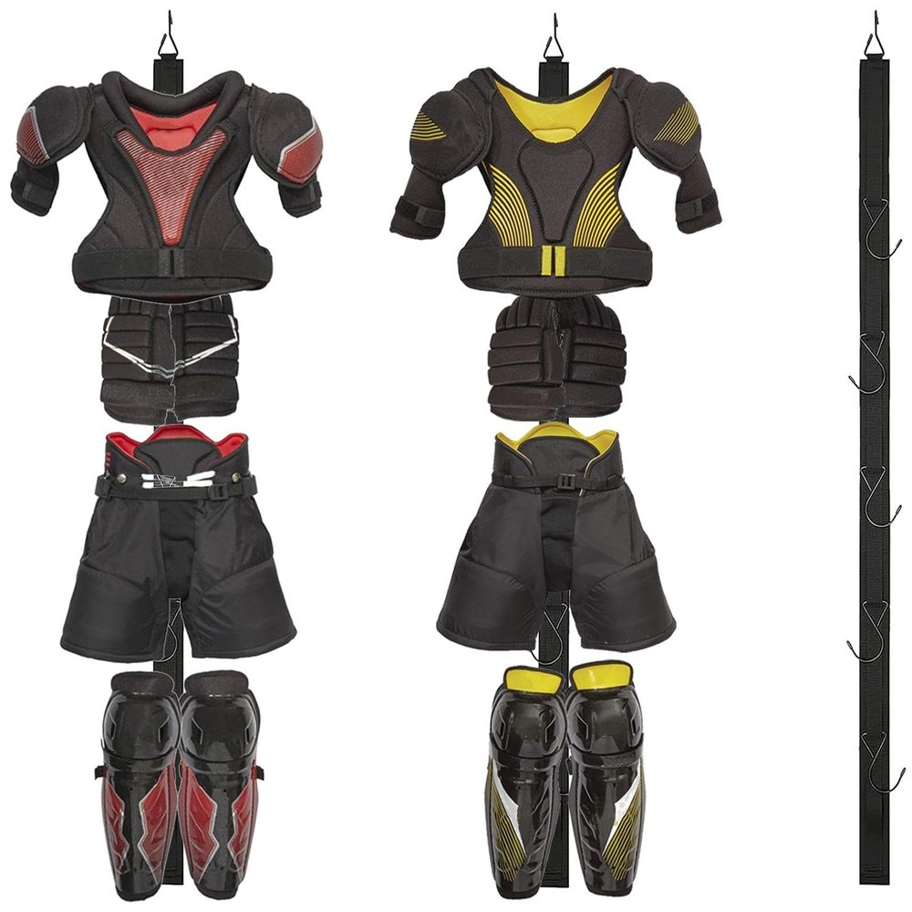 2Pcs Hockey Hanger Portable Hanging Drying Rack Sports Gear Organizer Hanging Straps with 5 Hooks Hockey Gifts for Home, Travel & Outdoor Using in Ice Hockey Skating Skiing Football Baseball Lacrosse
