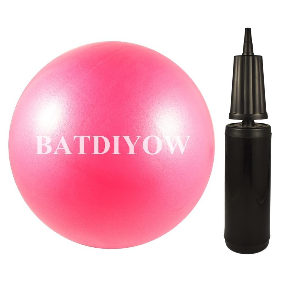 BATDIYOW Exercise Ball with Hand Pump - 8 Inch Small Pink Yoga & Pilates Ball