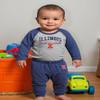 Wes and Willy Baby Sports Fan Illinois Fighting Illini One Piece and Pant Set 6M view 2