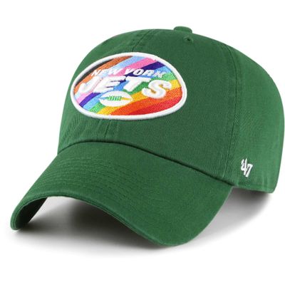 47 Men's Green New York Jets Pride Cleanup Adjustable Hat