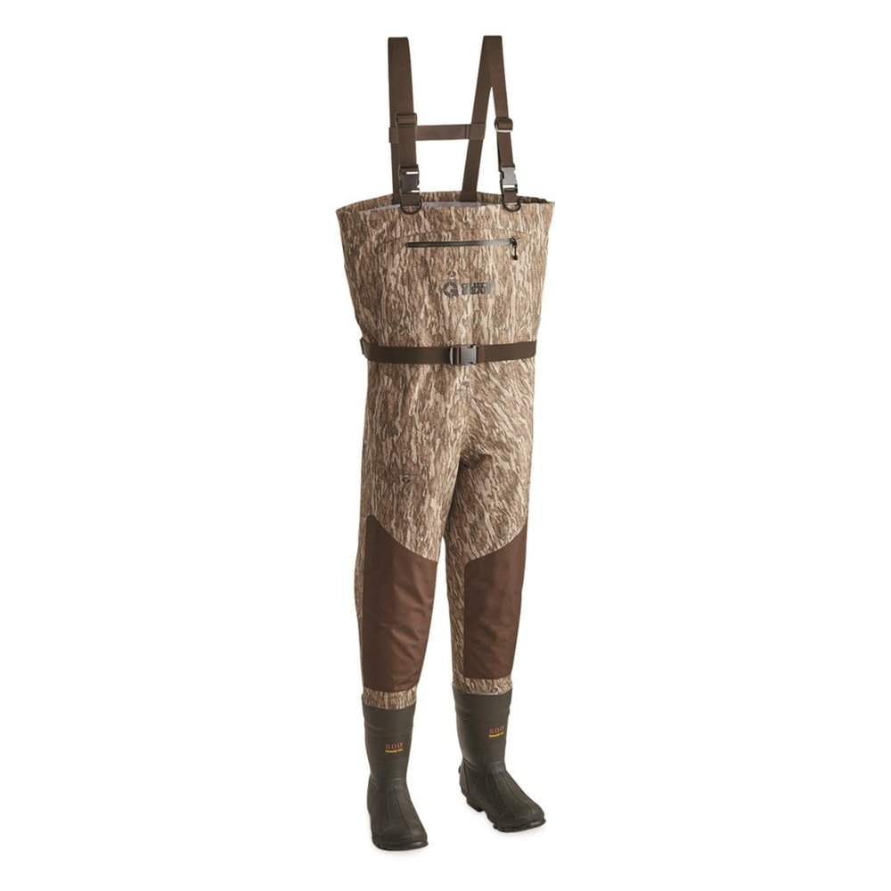 Guide Gear Men's Camo Bootfoot Chest Waders with Boots for Fishing and Hunting, 800 Gram