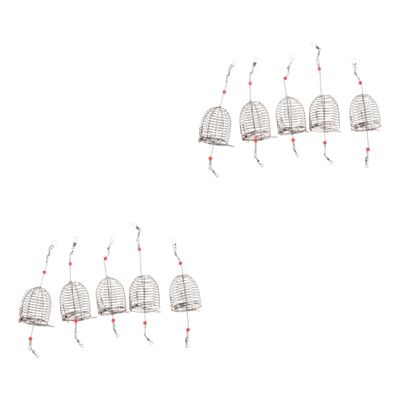 Amosfun 10pcs Stainless Steel Fishing Bait Trap Cage Lure Cage Bait Fishing Trap Basket Feeder Holder