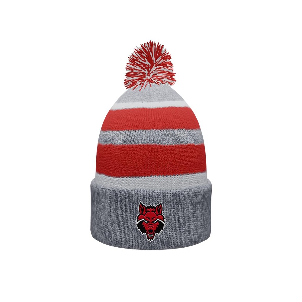 Sport Your Gear Arkansas State Red Wolves Winter Knit Pom Beanie Officially Licensed Cold Weather Hat A-State Fan Gear V2