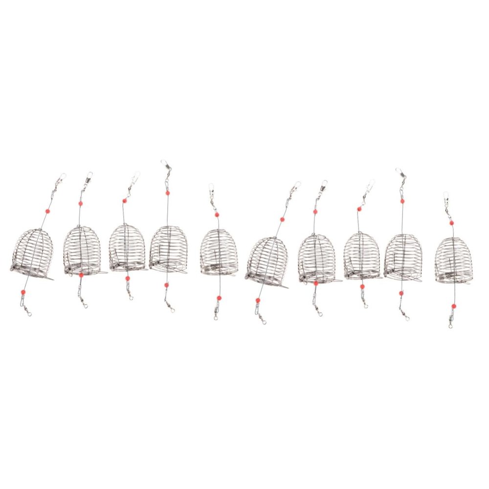 BESPORTBLE 2sets Fishing Tackle Bait Holder 3 Sizes Lure Cage for Smelt Eels Robust Stainless Steel Construction 5pcs*2