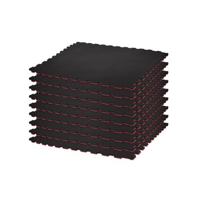 Century Commercial Grade 9 Pack Gym Floor Mats | Reversible Interlocking Foam Floor Tiles | Puzzle Mat Gym Flooring | Foam Rubber Cushioned Padding Mat For Home, Exercise, Wrestling | Black & Cardinal