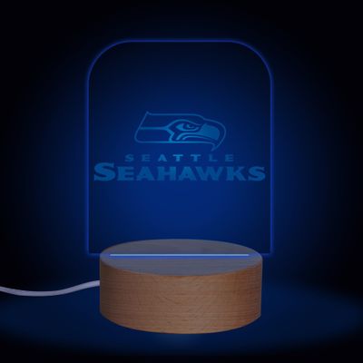 Rico Industries NFL Football Seattle Seahawks Team Logo LED Desk Light Up Sign, 7 Color Changing LED Night Light, Wood Base with USB Cord Included, Ideal for Home and Desktop Decoration