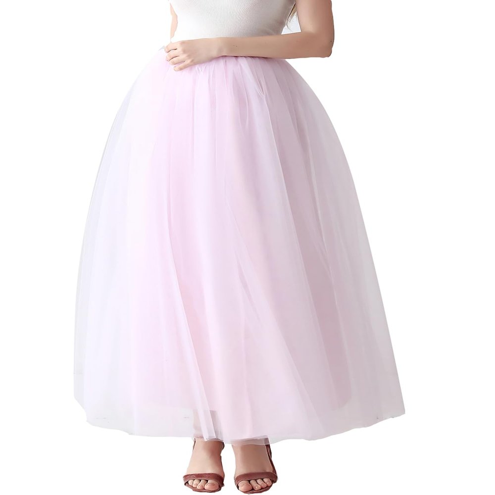 AiberLisha Womens A line Maxi Tulle Tutu Skirt for Prom Party Pink 3XL