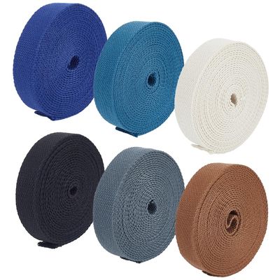 BENECREAT 30 Yards 6 Colors Heavy Cotton Webbing, 1 inch Wide Luxury Bag Strap High Density Webbing for Cloth Tote Bags Leash Straps DIY Accessories