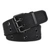 aaton Double Grommet Belt for Men Women, Punk Braided Belts, Canvas Elastic Buckle Stretch Tactical Ratchet Belt for Jeans,Black view 1