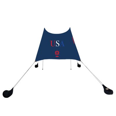 Neso Portable Beach Tent Sun Shelter with Sand Anchor - Lightweight Beach Shade Canopy - Easy Setup for Family Outings - Patented Reinforced Corners - UPF 50+ Sun Protection - 7 x 7ft - Red/White/Blue