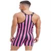 Fldy Standard Stripes Singlet for Men Wrestling Uniform Wrestling Singlets Surfing Bathing Suit Pink 3X-Large view 2