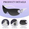 3 Pcs Y2K Rimless Sunglasses Women Men, Y2k Glasses Trendy Shield Wrap Around Sunglasses Oversized Fashion Frameless Sun Glasses UV400 view 2