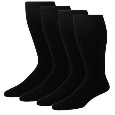 CANDOR AND CLASS Men's Over The Calf MODAL ULTRA SOFT Dress Socks, Seamless Toe, Ribbed, OTC Length Socks (Black OTC Ribbed 4 Pair)