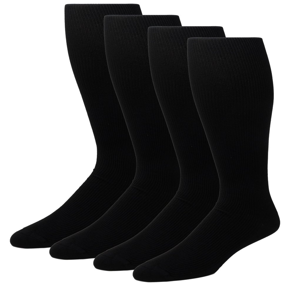 CANDOR AND CLASS Men's Over The Calf MODAL ULTRA SOFT Dress Socks, Seamless Toe, Ribbed, OTC Length Socks (Black OTC Ribbed 4 Pair)