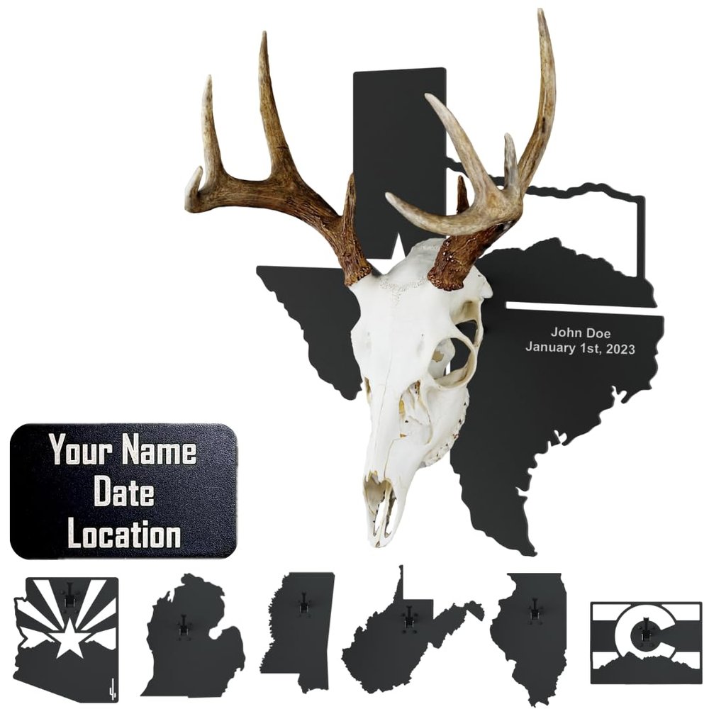State Outline European Mount Skull Hanger, Customize Your Deer Hanger, USA Based Euro Mount Skull Hangers, Secure Your Deer Skull Mount, Deer Skull Hangers, Skull Hanger