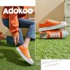 Adokoo Canvas Tennis Shoes for Women Low Top Casual White Black Sneakers for Women Lace Up Fashion Comfortable Walking Shoes (Orange,5.5) view 2