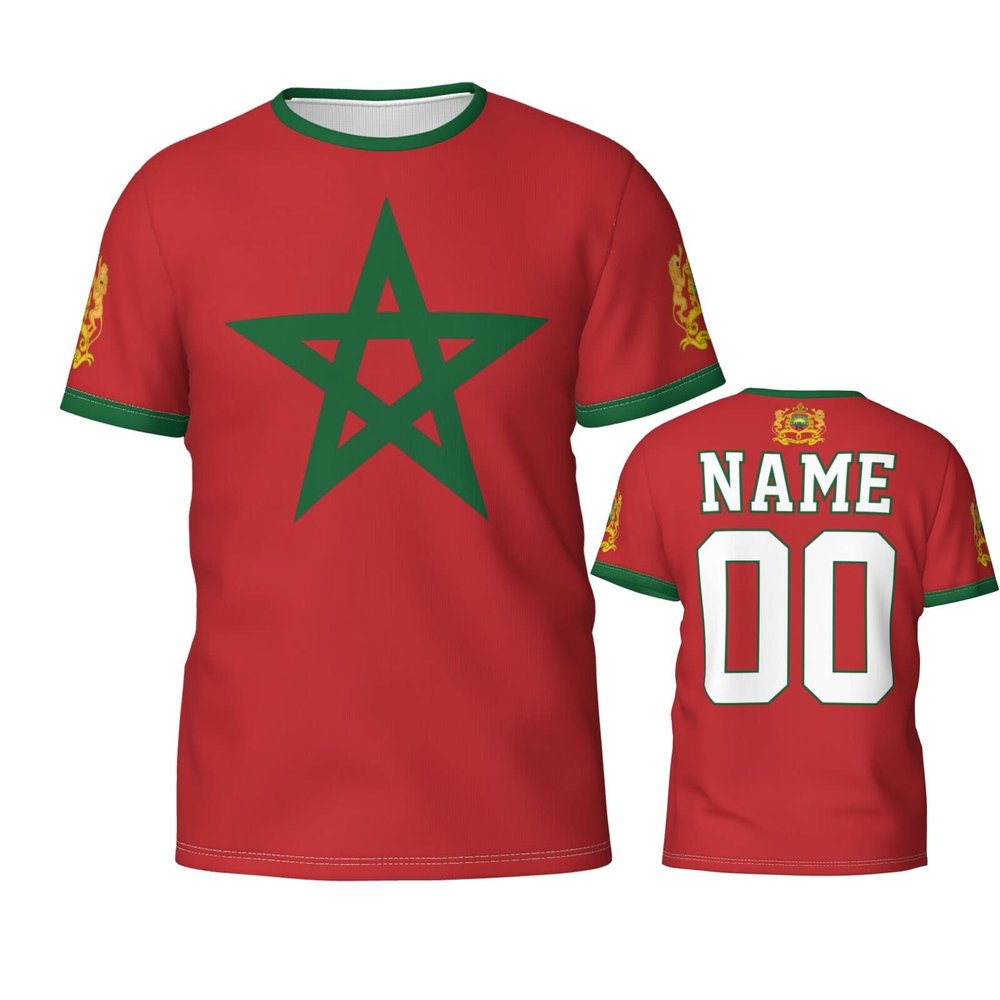 Custom Name Number Morocco Flag Emblem Men's Patriotic T Shirt 3D Tops Sport Soccer Shirts