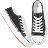 Adokoo Canvas Tennis Shoes for Women Low Top Casual White Black Sneakers for Women Lace Up Fashion Comfortable Walking Shoes (Black,9) view 1