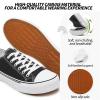 Adokoo Canvas Tennis Shoes for Women Low Top Casual White Black Sneakers for Women Lace Up Fashion Comfortable Walking Shoes (Black,9) view 3