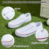 Adokoo Canvas Tennis Shoes for Women Low Top Casual White Black Sneakers for Women Lace Up Fashion Comfortable Walking Shoes (White,6.5) view 3