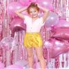 Auranso Girls Metallic Shorts Sparkly Hot Pants Shiny Dance Outfits Short Pants Gold 12-13Years view 3