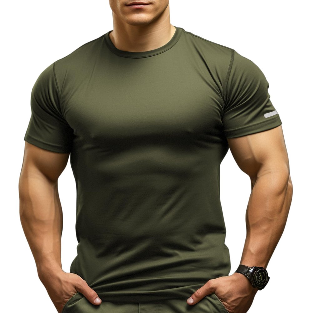 Athletic Shirt for Men Dry Fit(Army Green,XXL)
