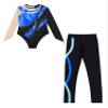 Xnihocha Kids Girls Patchwork Long Sleeve Gymnastics Leotards with Athletic Leggings Unitard Dance Outfits Royal Blue 14 Years view 3
