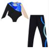 Xnihocha Kids Girls Patchwork Long Sleeve Gymnastics Leotards with Athletic Leggings Unitard Dance Outfits Royal Blue 14 Years view 4
