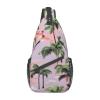 RLDOBOFE Palm trees on light pink background Print Unisex Chest Bags Crossbody Sling Backpack Lightweight Daypack for Travel Hiking view 1