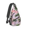 RLDOBOFE Palm trees on light pink background Print Unisex Chest Bags Crossbody Sling Backpack Lightweight Daypack for Travel Hiking view 2