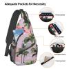 RLDOBOFE Palm trees on light pink background Print Unisex Chest Bags Crossbody Sling Backpack Lightweight Daypack for Travel Hiking view 4