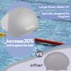 Aegend Swim Caps for Long Hair, Durable Silicone Swimming Caps for Women Men Adults Youths, Easy to Put On and Off, Waterproof Swim Hats Bathing Caps to Keep Hair Dry, 1 Pack, Grey view 2