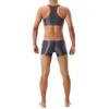 LiiYii Men's Muscle Undershirt Nylon Sheer Crop Vest Top Sheer Ice Silky Tops with Low Rise Boxer Shorts Grey Medium view 3