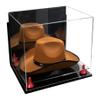 Better Display Cases Acrylic Cowboy Hat Display Case with Mirror Case, Red Risers and Clear Base and Wallmount - 16" x 13" x 12" (A024-B/V61B) view 1
