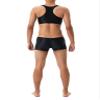 QinCiao Men's Mesh See-Through Crop Top Muscle Half Tops Racerback Tee Shirt with Boxer Shorts Black Medium view 3
