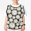 Gold Floral Cobbler Aprons with 2 Pockets for Women Men, Fashionable Printed Unisex Bib Waterproof Cleaning Smock Vest for Chef Kitchen Black White Clock Minimalist Geometric 2 Packs, 20''x 31.5'' view 2