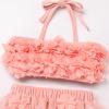 Newborn Baby Girl Swimsuit: Bikini Bathing Suits Flower Velvet Halter Summer Beach Hawaii Holiday Casual Solid Color Photo Shoot Outfit Tankini Set Princess Swimwear Pink 18-24 Months view 4