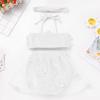 Tankini Swimming Suit: Toddler Baby Girls 3 Piece Summer Beach Outfit Solid Color Flower Velvet Halter Bikini Bathing Suit Beach Hawaii Holiday Casual Princess Swimwear White 6-12 Months view 2