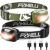 Foxelli Rechargeable Headlamp Bundle of 2  Khaki & Black: Super Bright LED Head Lamps, Lightweight & Comfortable for Running, Camping, Hiking & Work view 1