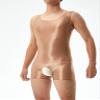 Zaldita Men's One Piece Lingerie Romper Silky Bodysuits Hollow Out Boxers Seamless Sheer Nylon Jumpsuits Coffee Medium view 2